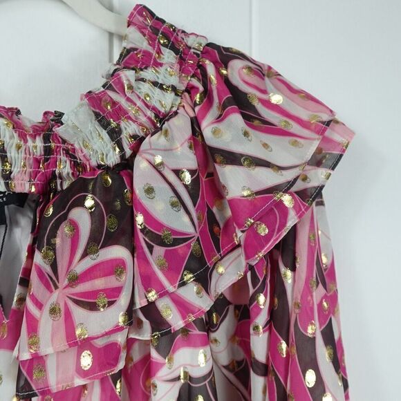 Beulah Style Womens Ruffled Smocked Tunic Large - Picture 4 of 14